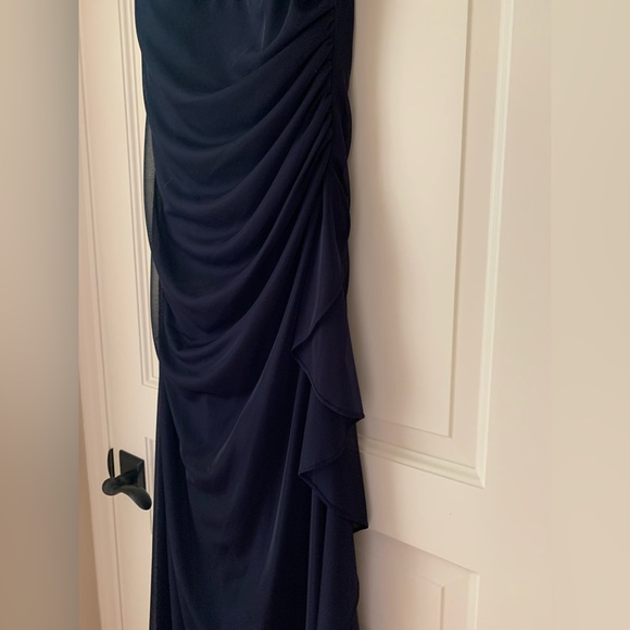 Betsy & Adam 💖 Rhinestone Accent Formal Ruched Navy Gown Womens 14 - Picture 7 of 16